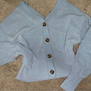Moon & Madison Sky Blue Cardigan with Button Detail